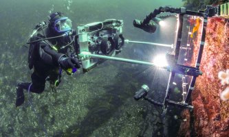Diver with equipment