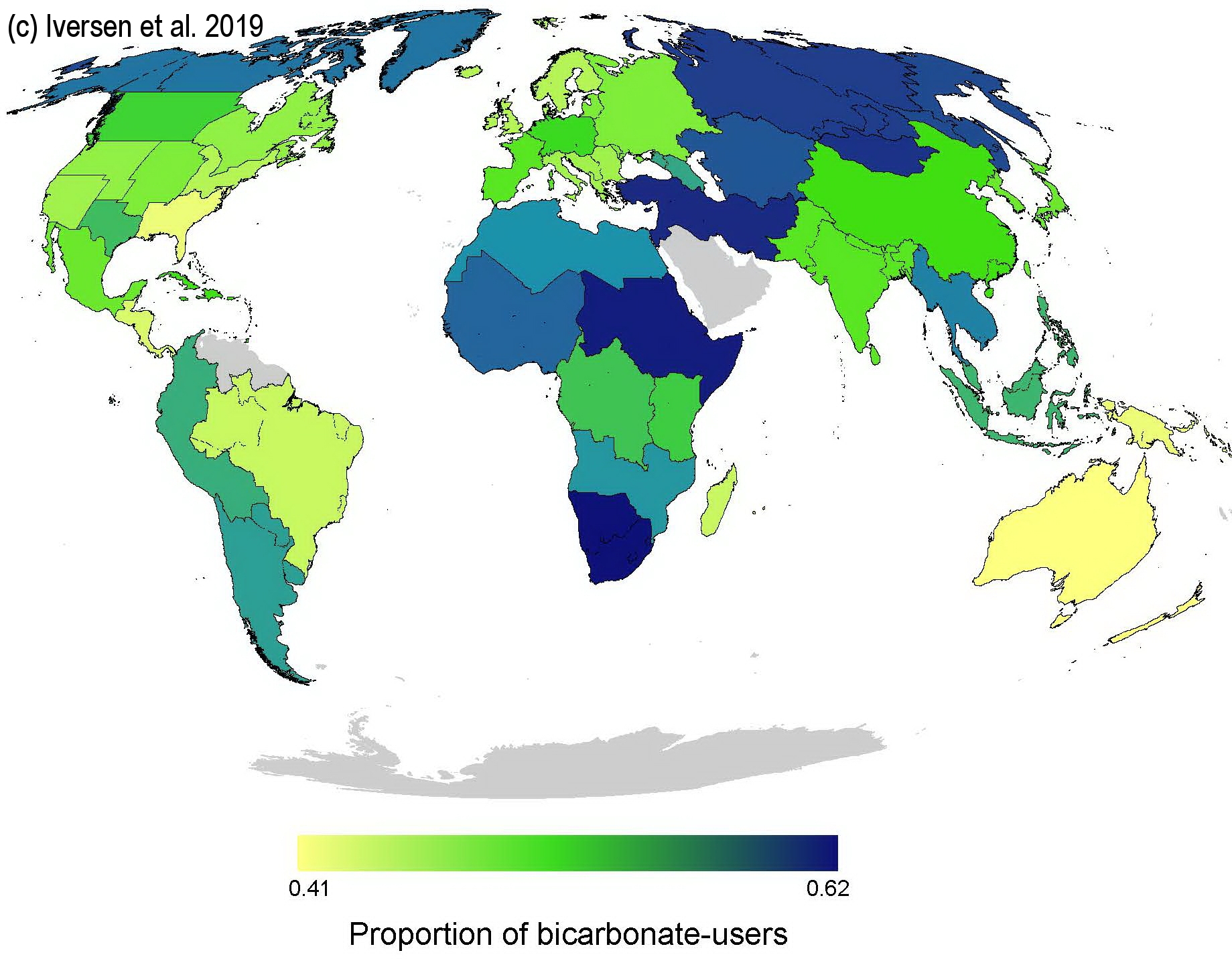 Bicarbonate users according to eco-regions (Figure 1A in the publication).