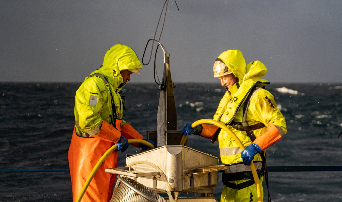 Personer i jobb på havet. 