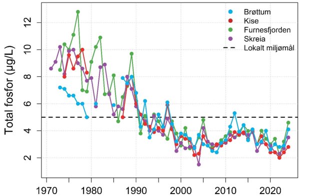 Graph showing concentrations of phosphorus