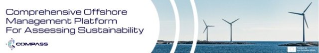 COMPASS-prosjektets logo og med et bilde av vindmøller.